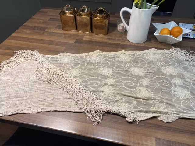 Sciarpa a frange in pizzo e cotone morbido Top shop usata