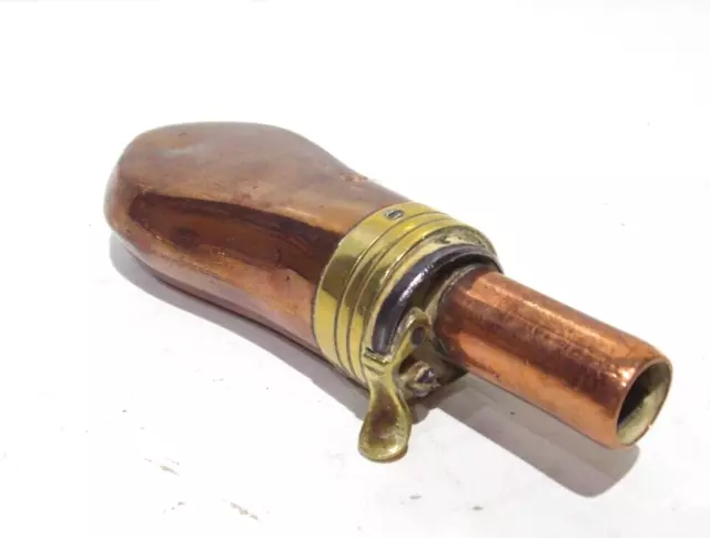 Antique Victorian Small Copper & Brass Gun Powder Bottle/ Flask pistol