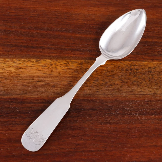 John Munroe Of Barnstable, Ma. American Coin Silver Teaspoon Fiddleback 1810
