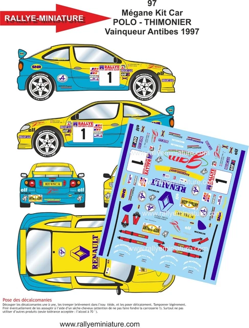 Décalcomanies 1/43 Renault Maxi Megane Kit Car Bastos - Rallye 1999 - Réf.0217 - Neuf - Pour Maquettisme