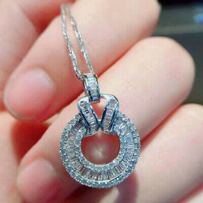 Luxury Jewelry Engagement Women Cubic Zircon 925 Silver Necklace Pendant