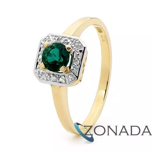 Emerald Diamond 9ct 9k Solid Yellow Gold Ring Size P 7.75 25053/G