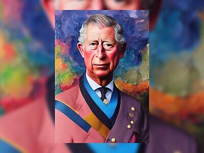 KING CHARLES III (3rd) Abstract painting, wall art, print on paper or ...