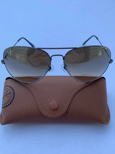 Ray-Ban Aviator Sunglasses 004/51 RB3026 62m Gunmetal Frame Gradient Brown Lens