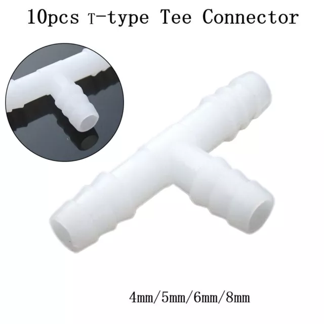 10PCS White T Connector for PE Aquarium Adapter Air Pump Hose Pack of 10 White