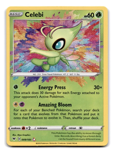 Celebi #009/185 Pokemon Card from Vivid Voltage Sword & Shield Amazing Rare Holo