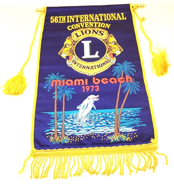 Vintage Lions Club Banner Flag 1973 Jose Antonio Saenz de