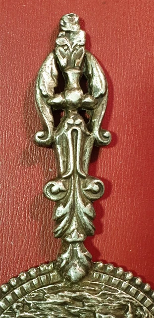 Ancien miroir face à main, de poche, dos déco scène couple mariage #1495 3