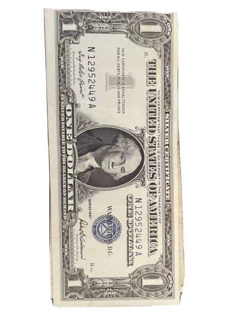 Lot of 5 - 1957 US $1 Dollar Blue Seal Silver Certificate Banknotes collectible