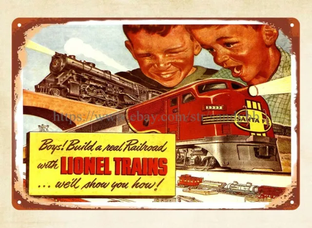 accent wall ideas 1949 Lionel train railroad model railway metal tin sign