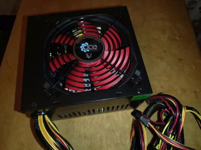 ACE A650BR 650W PSU with 12cm Red Fan and PFC - Black