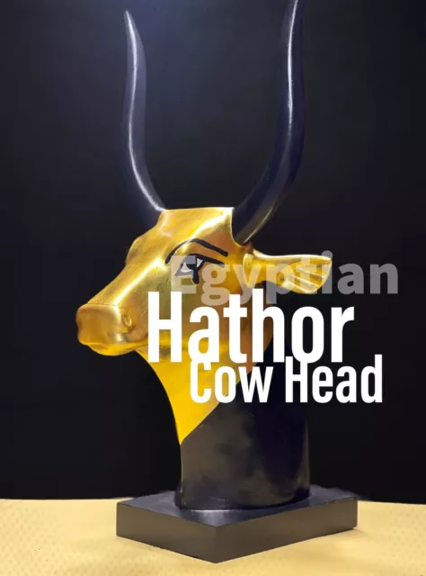 HATHOR Head as a cow with the black & gold leaf like the replica