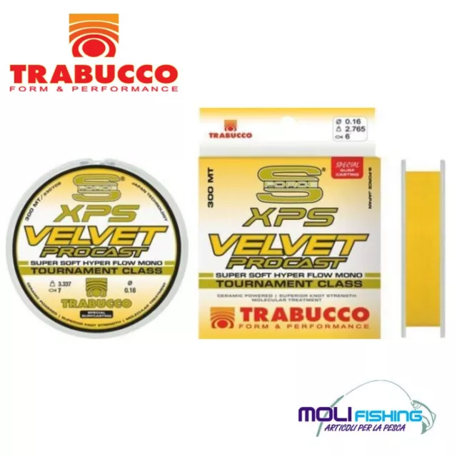 Nylon Per Mulinello Pesca Surfcasting Paf Trabucco Velvet Procast Giallo 300 M