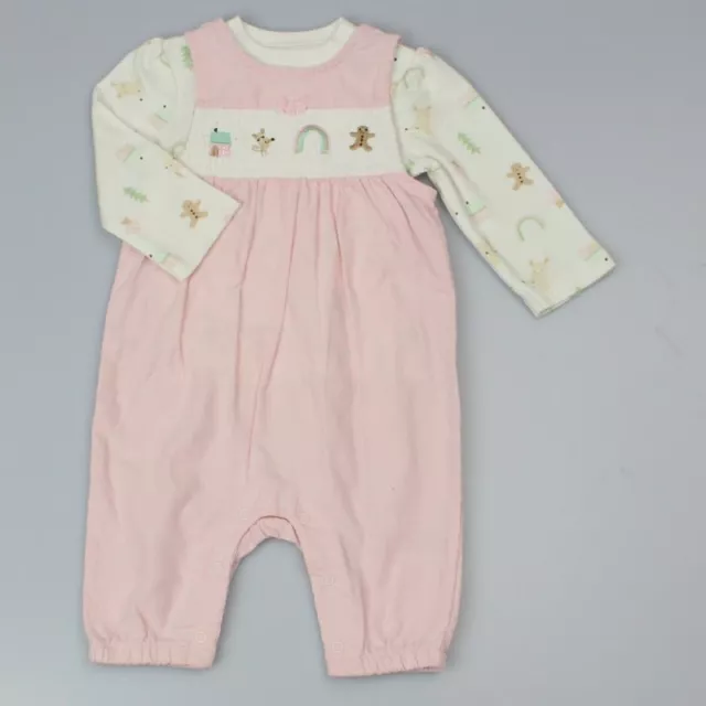 BNWT Baby Girls Corduroy Dungarees & Top Set  'Gingerbread'  Pink 0-3-6-9 Months