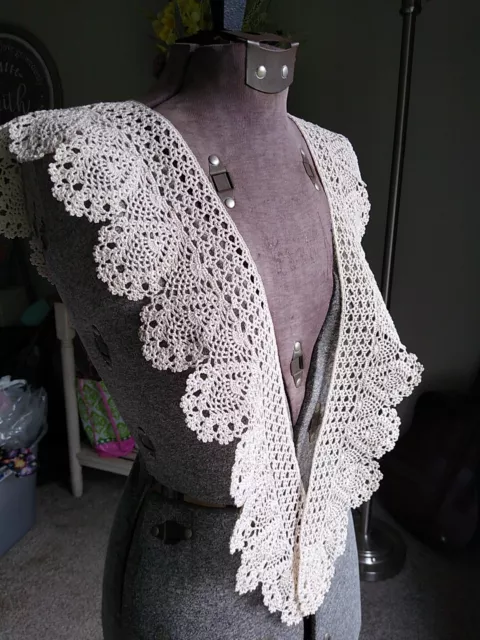 Vintage Handmade Crochet Lace Collar Victorian Edwardian Colonial