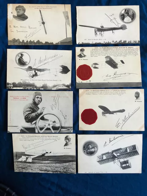 Lot De 8 Cartes Cpa Aviation 1910 - Signées Liger, Mamet, Audemars, Aubrun…