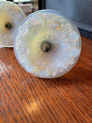Antique Opalescent Glass Victorian Curtain Tie Backs. Set of 2.  3 1/2"