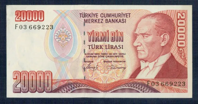 Turkey - 20.000 Lyre 1988 Prefix F P.M. N°201 B Uncirculated Of Print - Gian 3