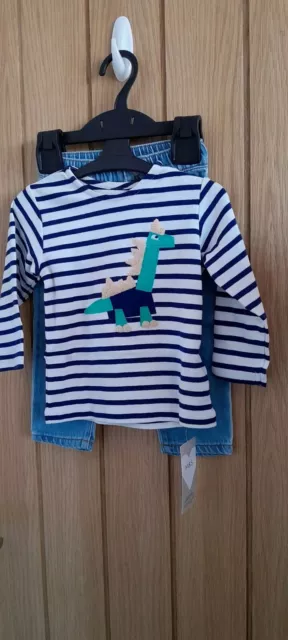 Baby Boys 2pc Dinosaur Outfit Age 9-12 Months From Marks And Spencer BNWT