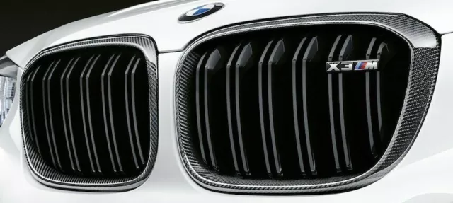 BMW OEM 2018 + G01 F97 X3 M Performance Avant Carbone Fibre Grille Paire Neuf