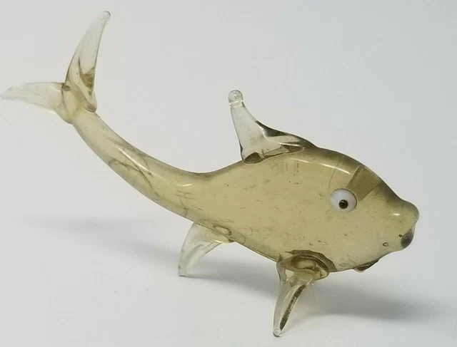 Figurine Fish Yellow Small Handmade Resin Smoky Vintage