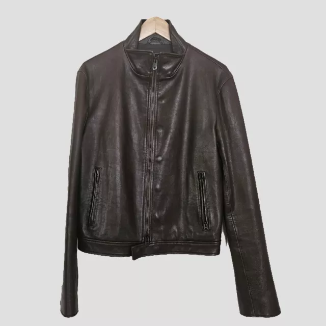 Yohji Yamamoto Pour Homme SS17 Brown Leather Moto Jacket Size 3