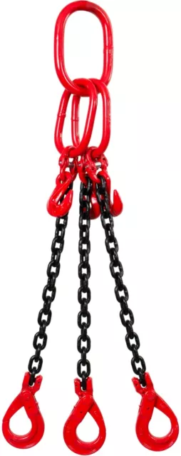 Grade 8 3.15 tonne 7mm 3 Leg Lifting Chain Sling Rigging Safety Hook 1-6mtr