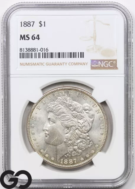 1887 MS64 Morgan Silver Dollar Silver Coin NGC Mint State 64 ** Lustrous!