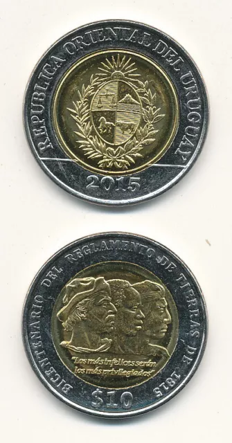 Uruguay - 10 Pesos 2015 UNC - Bimetall, Gedenkausgabe