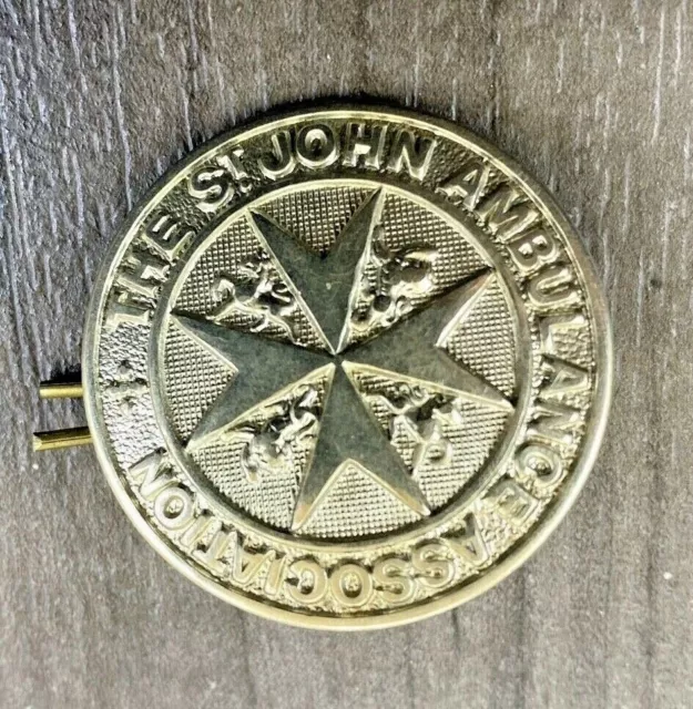 Vintage St John Ambulance Association Silver Tone Metal Cap Badge With Pin