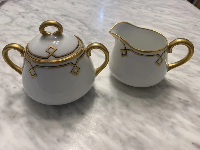 Vintage Bavaria Stouffer Porcelain Classic Sugar Bowl and Creamer Hand Painted