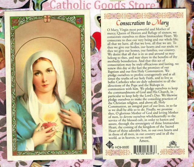 IMMACULATE HEART OF Mary - Consecration to mary - Paperstock Holy Card ...