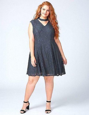 +NWOT LANE BRYANT LACE CHOKER FIT & FLARE DRESS sz 24