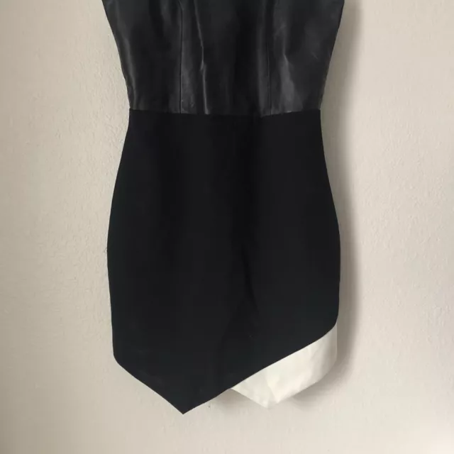 Mason by Michelle Mason Leather Bodice Contrast Dress Size Black 3