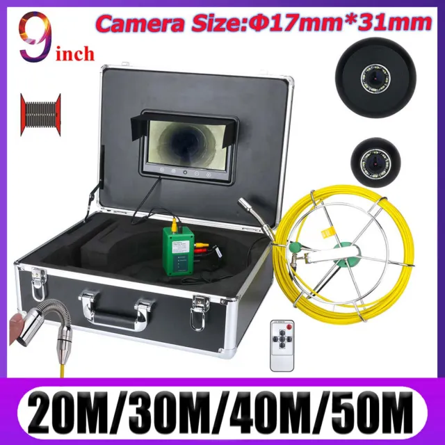 9 inch LCD Monitor Drain Pipe Sewer Borescopes 8 Pcs LED Inspection Video Camera
