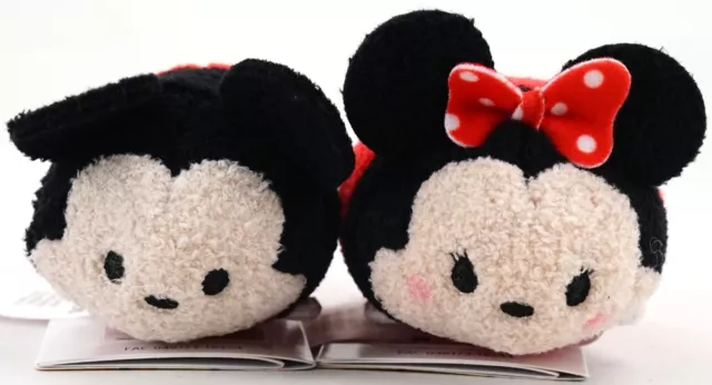New Disney Parks Red Black Classic Mickey And Minnie 3.5" Tsum Tsum Plush Set