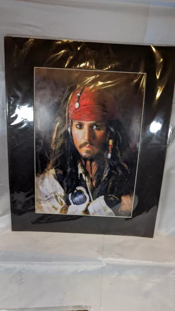 Haiyan Pirates of the Caribbean Pop Art Johnny Depp Portrait 20"x16" Matted