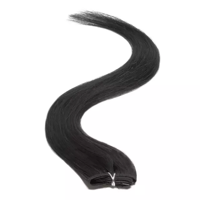 Single Weft Clip In Hair Extensions 18" Jet Black - 100% Human Hair