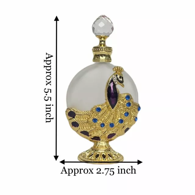Peacock Feather Vintage-Style Perfume Bottle 30mL In Royal Gold 5