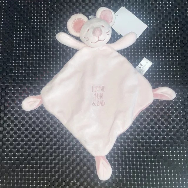 Ca10/ Doudou Plat  C&A Nicotoy Souris Rose I Love Mum & Dad 32Cm Neuf