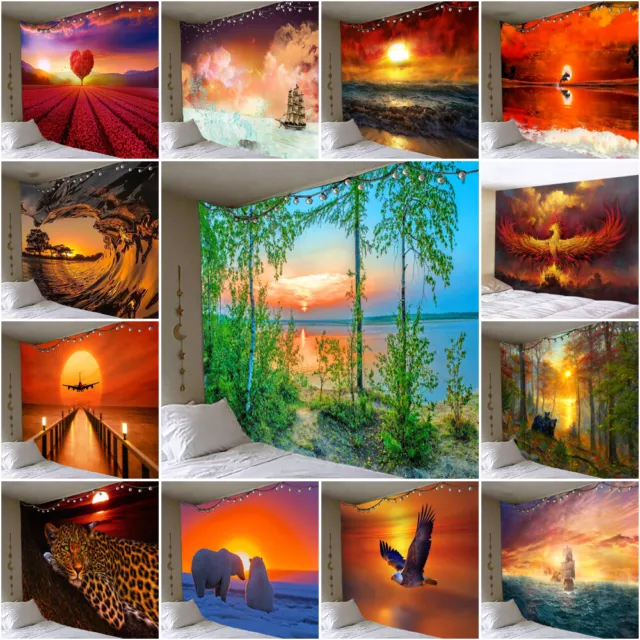 Large Sunrise Scenery Tapestry Animals Wall Hanging Bedspread Backdrop Wall Art