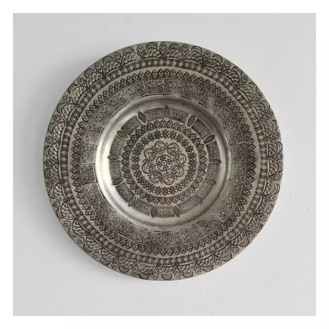 Handcrafted Nickel Plated Copper Wall Plate with Chisel Work, Beautiful Piece