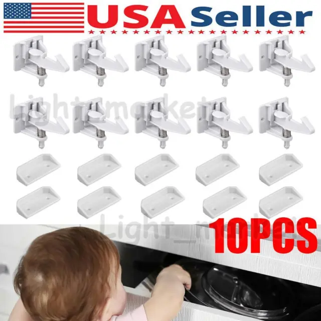 Safety 1st 10 Pack Wide Grip Cabinet Locks & Drawer Latches Child Proof Baby