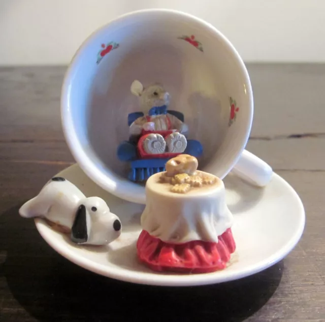 Miniatur Tasse Unterteller Reutter Porzellan Maus Sammler