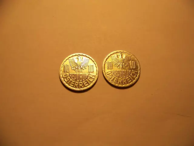 Austria 10 Groschen Coins - 2 Coins in this listing 1981 & 1985   [ Free H & S ]