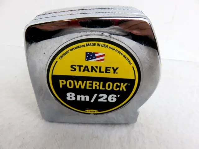 Stanley PowerLock Tape Measure Measuring 33-428 Metric English Scale 8m 26 Ft