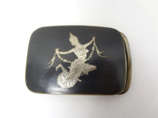 Vintage Alex Co Thai Siam Niello Sterling Silver Belt Buckle Fits 1" Belts
