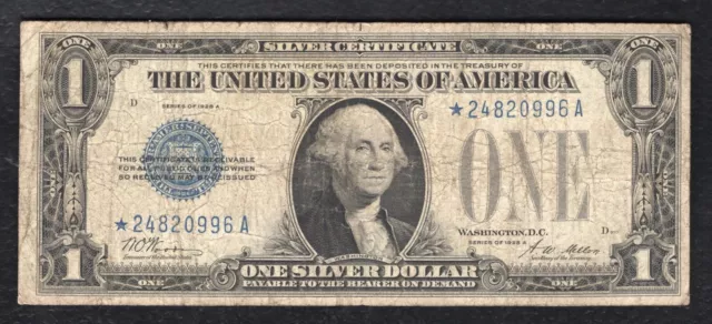 Fr. 1601* 1928-A $1 One Dollar *Star* “Funnyback” Silver Certificate Note (B)