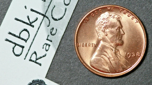 1938 P - Lincoln Wheat 1¢ Cent Penny - Gem Red Uncirculated