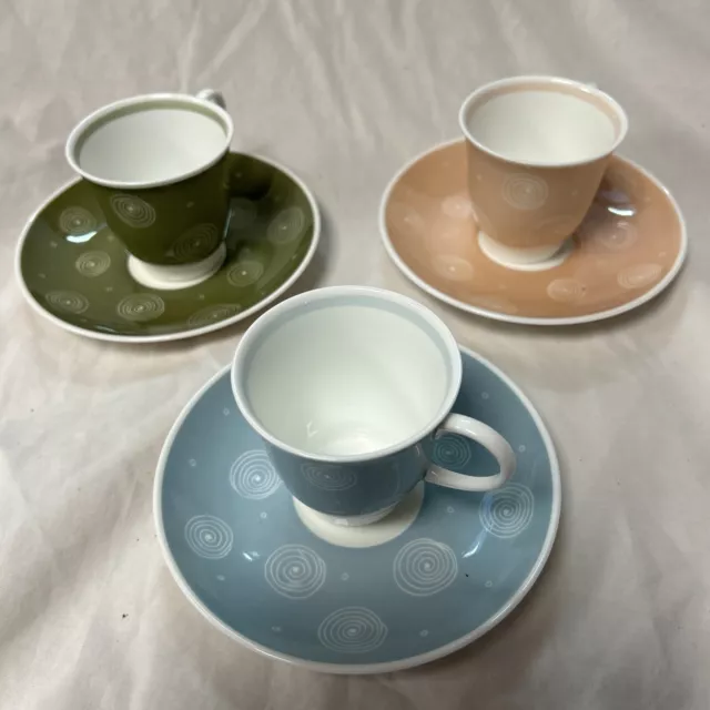 Susie Cooper 3 x Espresso Coffee Cups & Saucers